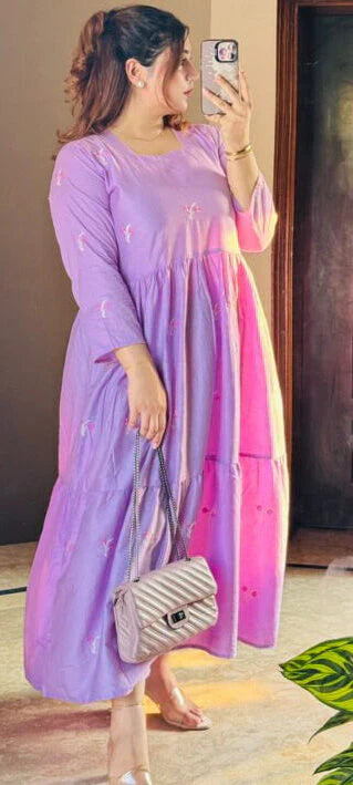 Moonlit Lilac – Embroidered Frock