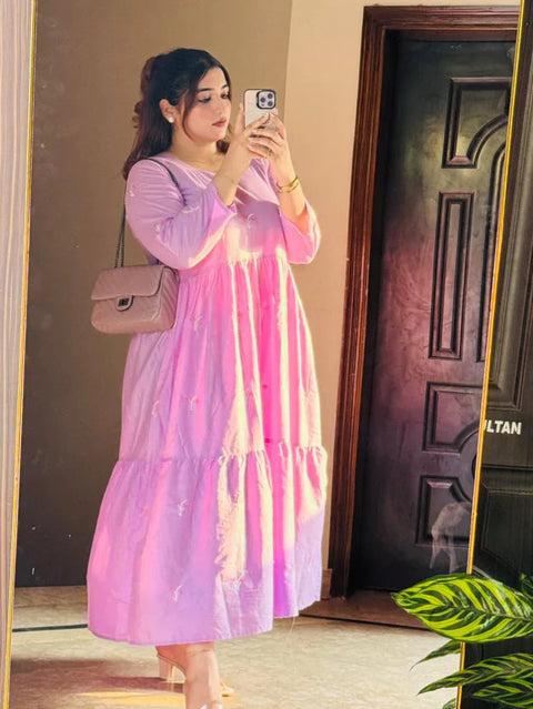 Moonlit Lilac – Embroidered Frock